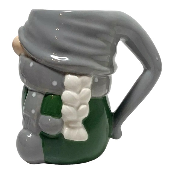 Pottery Barn Gnome Gnomette Ceramic Mug Holiday Figural Whimsical -Green Sweater - Picture 2 of 7